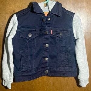 Levi's Kids Navy Denim Jacket with Gray Sleeves